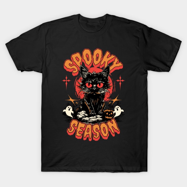 Funny Cat Halloween Spooky Season Costume T-Shirt by LCQueen